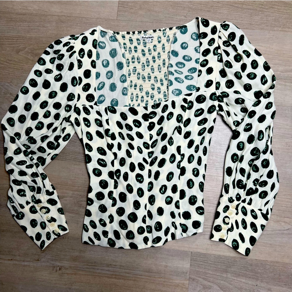 Reformation Calla Print Top, Tapioca Print, size 6 - Picture 4 of 7
